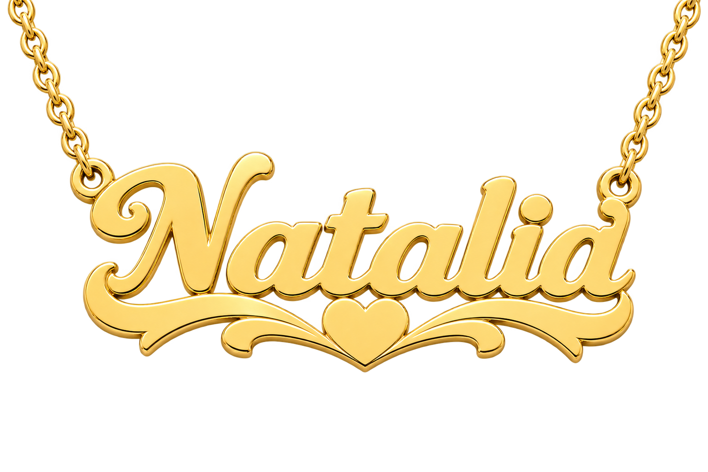 Custom Gold Name Pendant – Heart Style S20