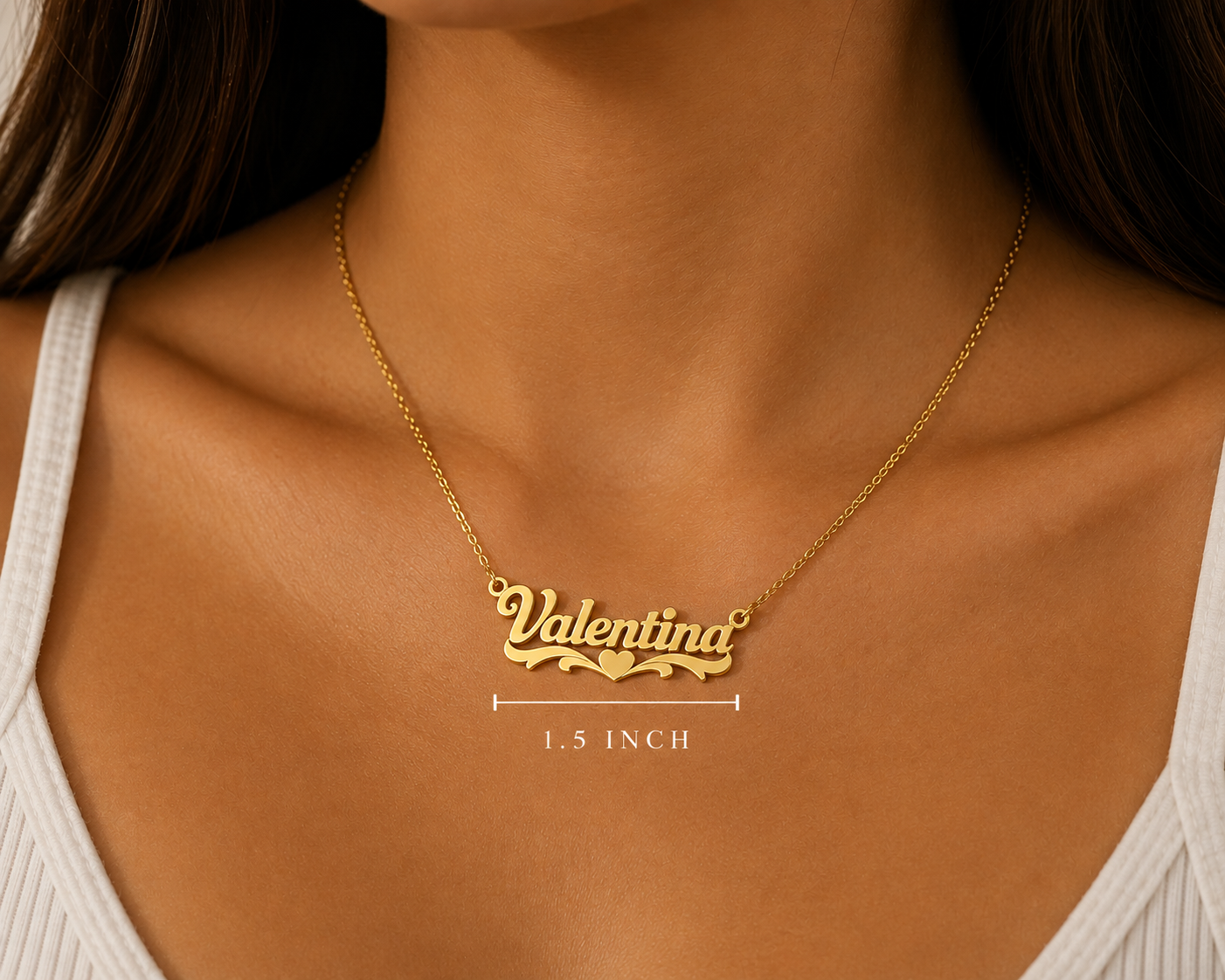 Custom Gold Name Pendant – Heart Style S20