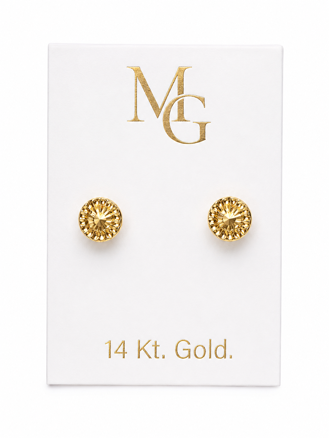 14K Gold Round Cubic Zirconia Stud Earrings